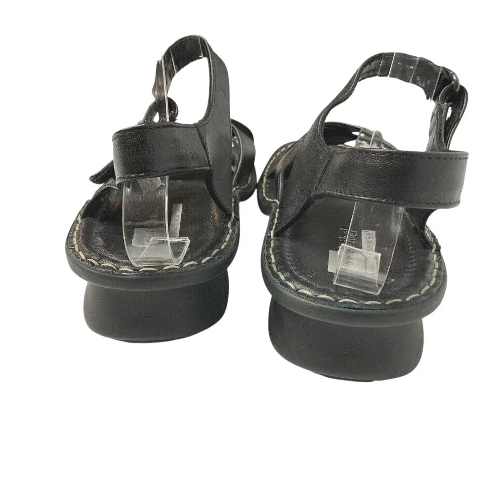 Josef Seibel Womens Leather Sandals Comfort Cross‎ Strap Black Shoes Size 10